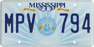MS license plate MPV794