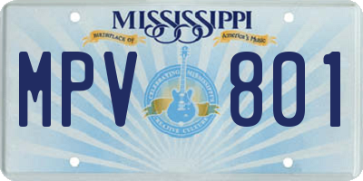 MS license plate MPV801