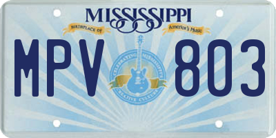 MS license plate MPV803