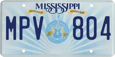 MS license plate MPV804