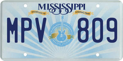 MS license plate MPV809