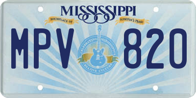 MS license plate MPV820