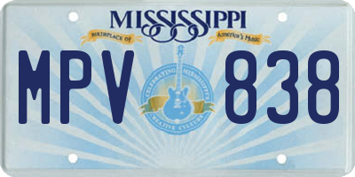 MS license plate MPV838
