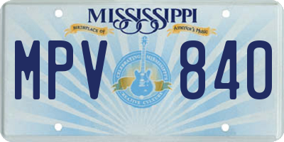 MS license plate MPV840