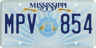 MS license plate MPV854