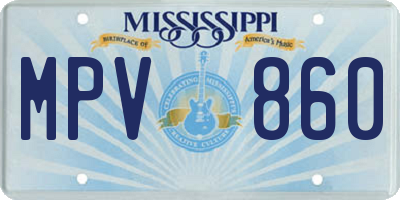 MS license plate MPV860