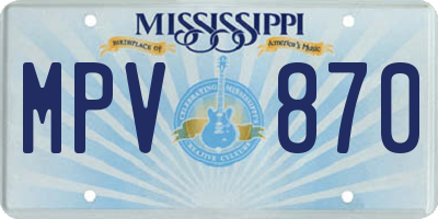 MS license plate MPV870