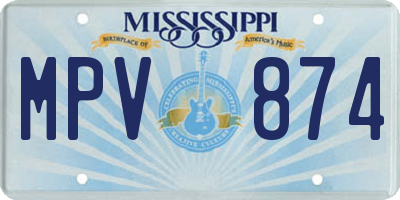 MS license plate MPV874