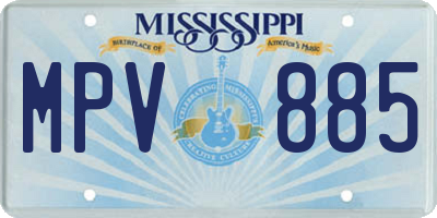 MS license plate MPV885