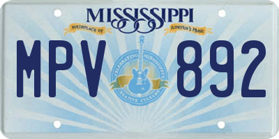 MS license plate MPV892