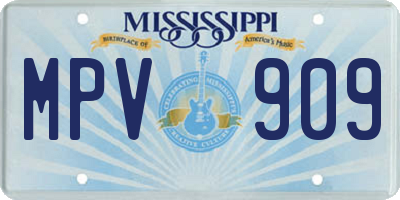 MS license plate MPV909