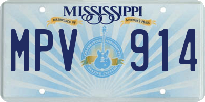 MS license plate MPV914