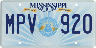 MS license plate MPV920