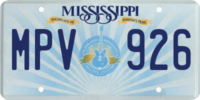 MS license plate MPV926