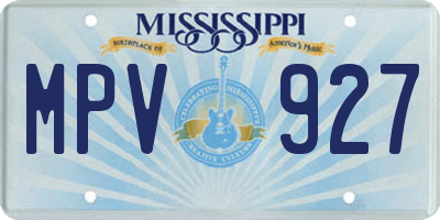 MS license plate MPV927
