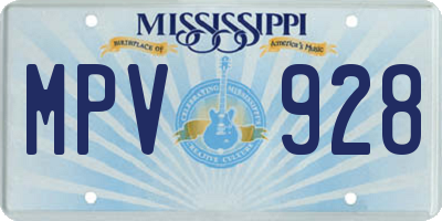 MS license plate MPV928
