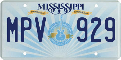 MS license plate MPV929