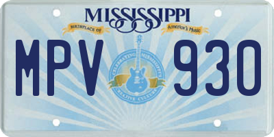 MS license plate MPV930
