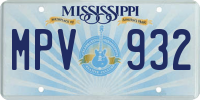 MS license plate MPV932