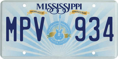 MS license plate MPV934
