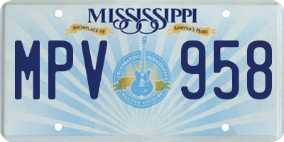 MS license plate MPV958