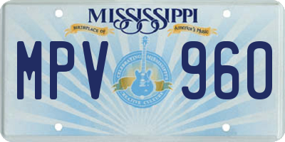 MS license plate MPV960