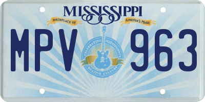 MS license plate MPV963