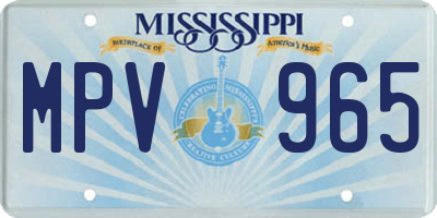 MS license plate MPV965