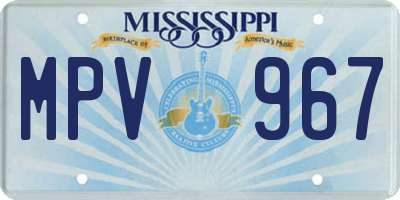 MS license plate MPV967