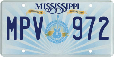 MS license plate MPV972