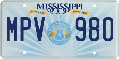 MS license plate MPV980