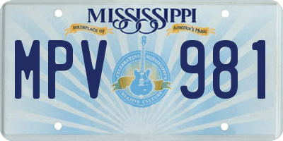 MS license plate MPV981