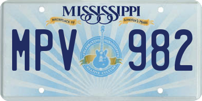 MS license plate MPV982