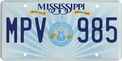 MS license plate MPV985