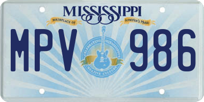 MS license plate MPV986
