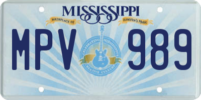 MS license plate MPV989