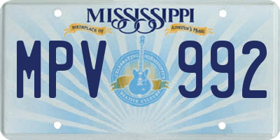 MS license plate MPV992