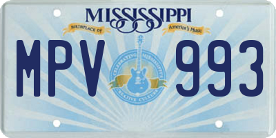 MS license plate MPV993