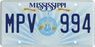 MS license plate MPV994