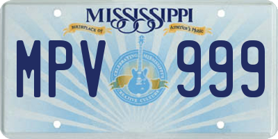 MS license plate MPV999