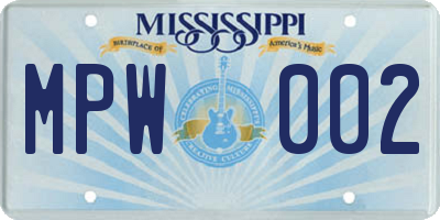 MS license plate MPW002