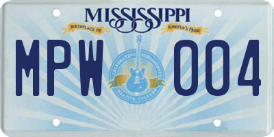 MS license plate MPW004