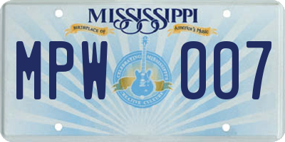 MS license plate MPW007