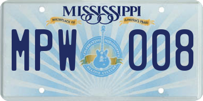 MS license plate MPW008