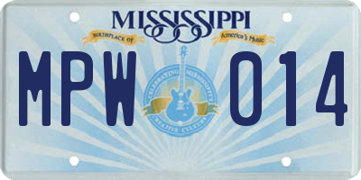 MS license plate MPW014