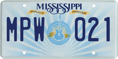 MS license plate MPW021