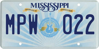 MS license plate MPW022