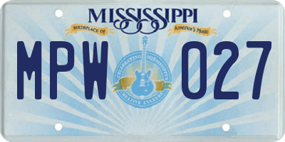 MS license plate MPW027