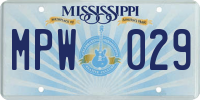 MS license plate MPW029