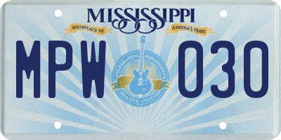 MS license plate MPW030